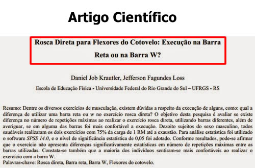 Rosca Direta - Barra Reta ou Barra W? Qual a melhor? - Artigo Científico