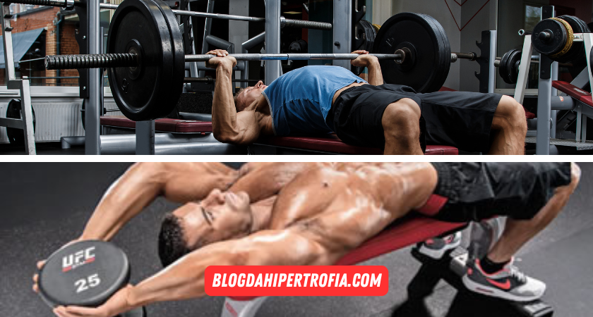 supino reto com barra e pullover com dumbbell